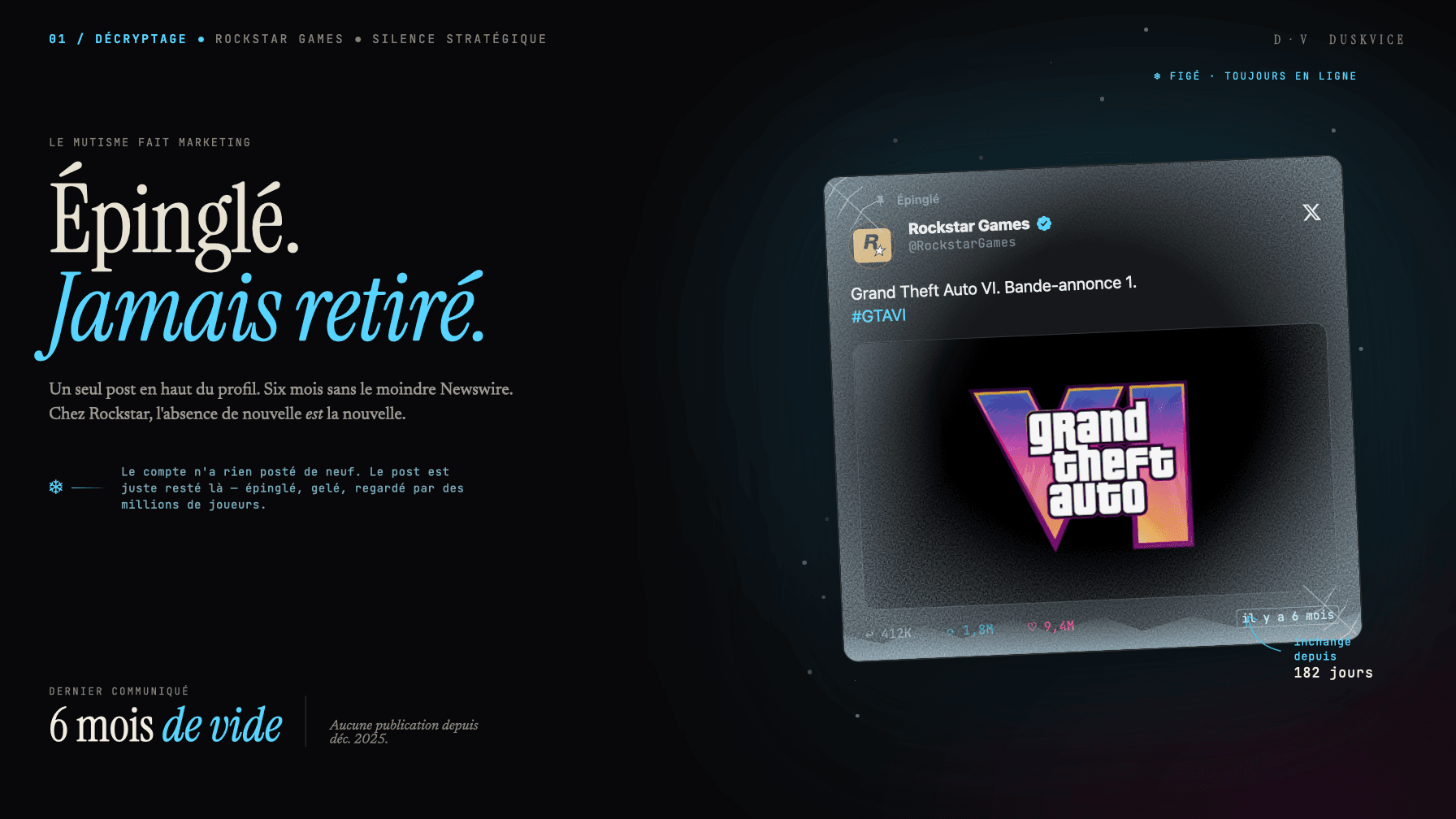 Silence stratégique de Rockstar Games sur GTA VI.