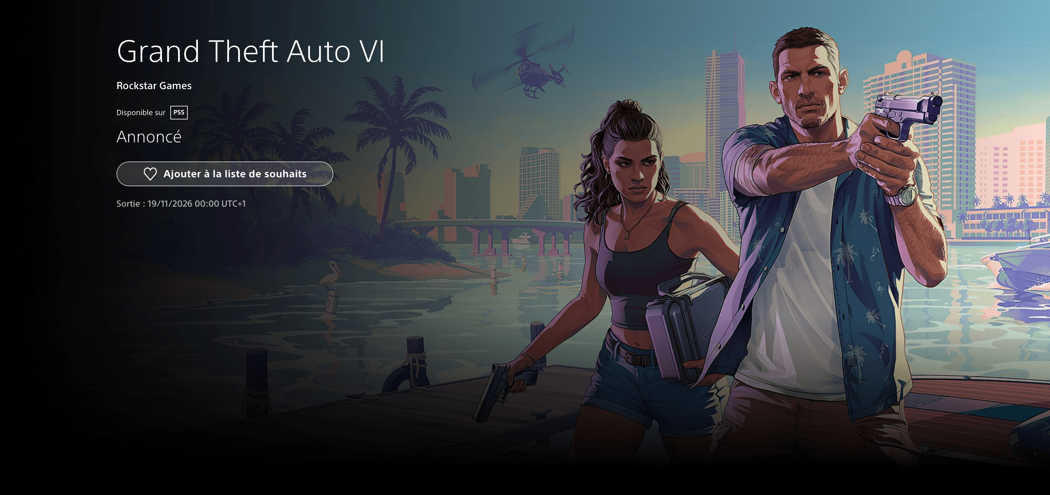 Jason et Lucia dans GTA VI — précommandes attendues entre juillet et septembre 2026 sur PS5 et Xbox Series X|S