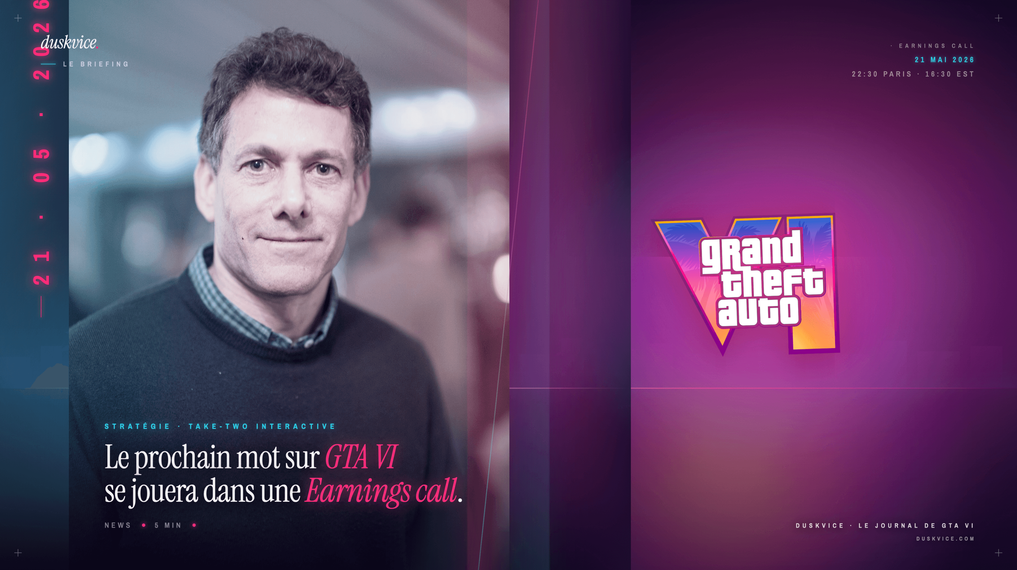 Logo GTA VI officiel + portrait Strauss Zelnick